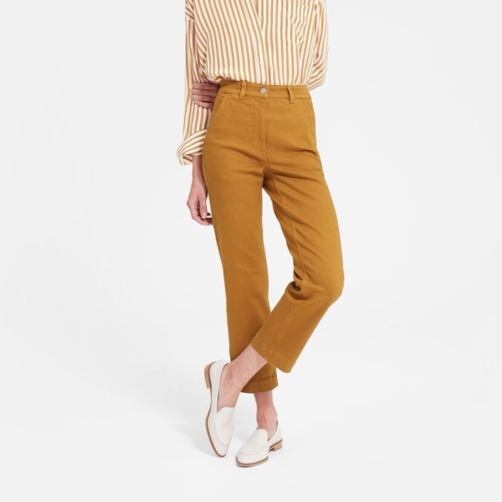 Everlane Cropped Straight Pants in Golden Mustard, Size 0.